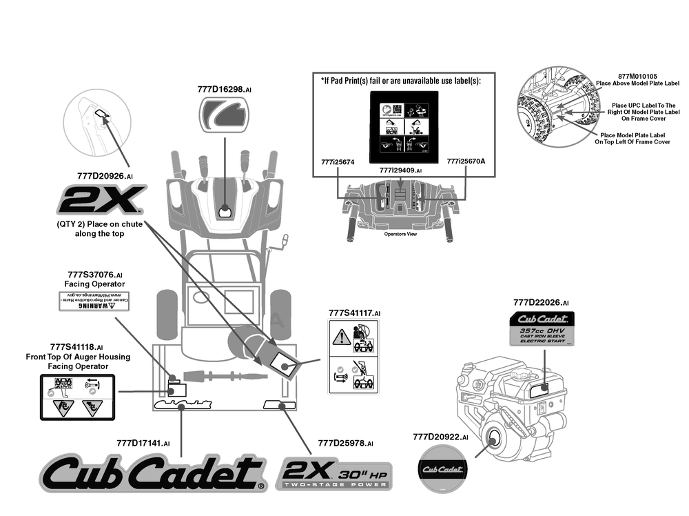 Label Map Diagram and Parts List for 2X30-INCHHP (31AH5DVU756)(2021) Cub Cadet Snow Blower